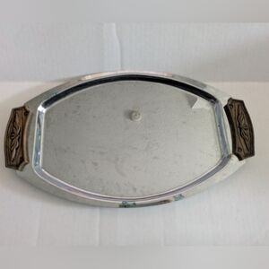 Vintage Mid Century Kromex Chrome and Wood handled tray